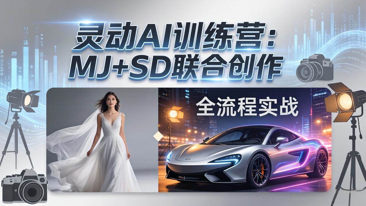 图片[1]-（17795期）灵动AI训练营-3.0课程：MJ+SD联合创作，从婚纱大片到汽车广告，摄影后期全流程实战