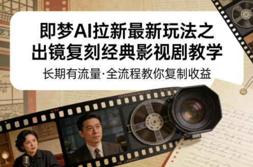 即梦AI拉新最新玩法之出镜复刻经典影视剧教学,长期有流量,全流程教你复制收益-轻创社项目网