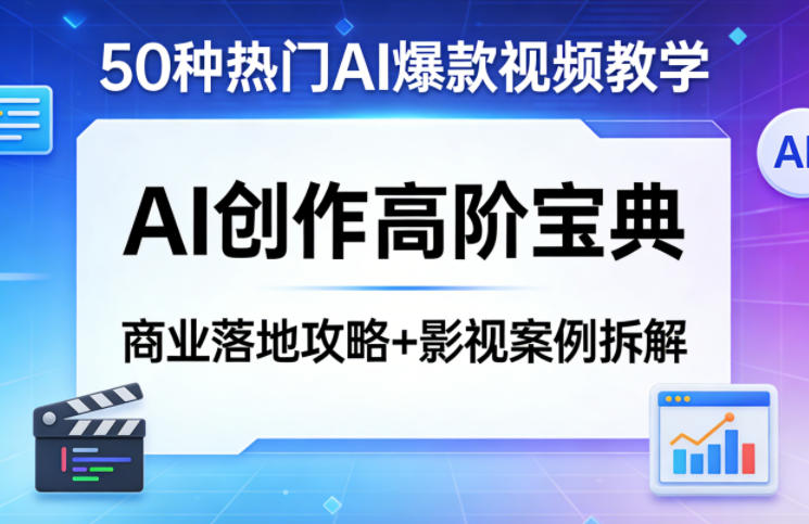 50种热门AI爆款视频教学,AI创作高阶宝典,商业落地攻略+影视案例拆解-轻创社项目网