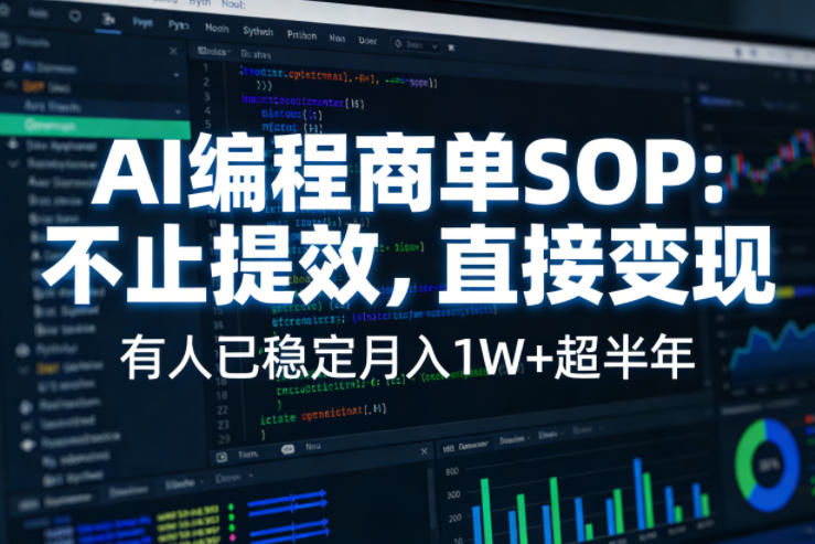 AI编程商单SOP,AI编程不能只给工作提效,还要直接变现,有人已经稳定月入1W+半年了-轻创社项目网
