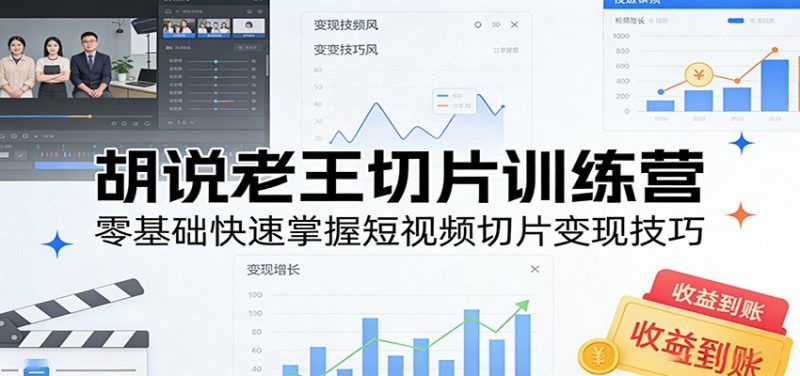 胡说老王切片训练营,零基础快速掌握短视频切片变现技巧-轻创社项目网