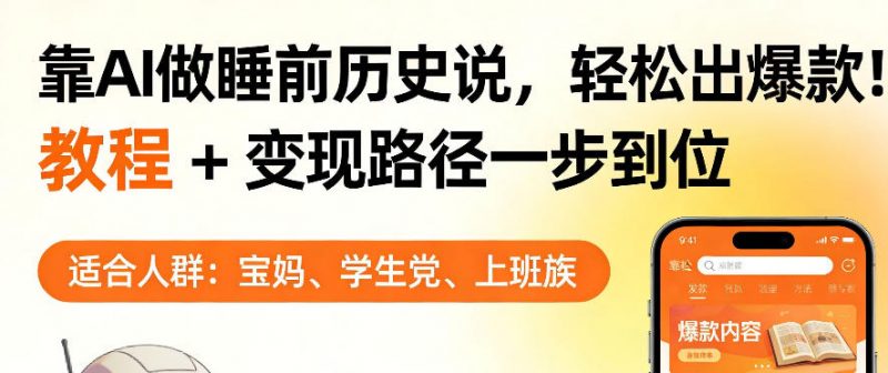 靠AI做睡前历史解说,轻松出爆款!教程+变现路径一步到位,单个视频收益1K+【揭秘】-轻创社项目网