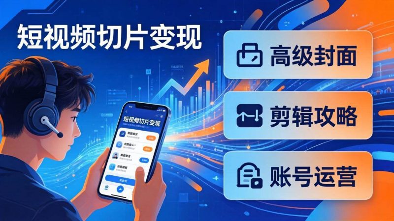 （17758期）短视频切片变现速成班2.0：高级封面+剪辑攻略+账号运营，0基础小白快速入局副业-轻创社项目网