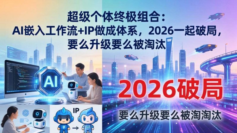 (17789期)超级个体终极组合:AI嵌入工作流+IP做成体系,2026一起破局,要么升级要么被淘汰-轻创社项目网