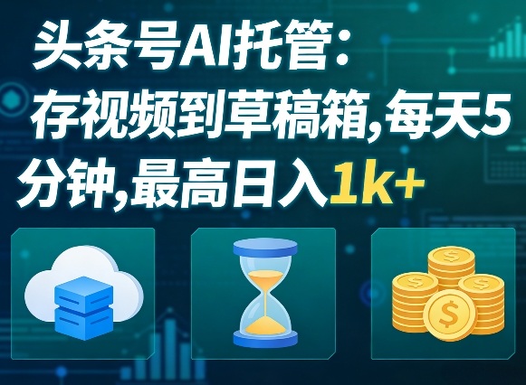 头条号AI托管,我存视频到你草稿箱,每天5分钟,最高日入1k+【揭秘】-轻创社项目网