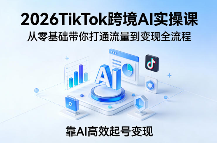 2026TikTok跨境AI实操课,从零基础带你打通流量到变现全流程,靠AI高效起号变现-轻创社项目网