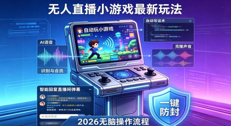 2026年AI无人直播小游戏全流程,不违规不封号,开启创业副业增收之路,小白月入1w+【揭秘】-轻创社项目网