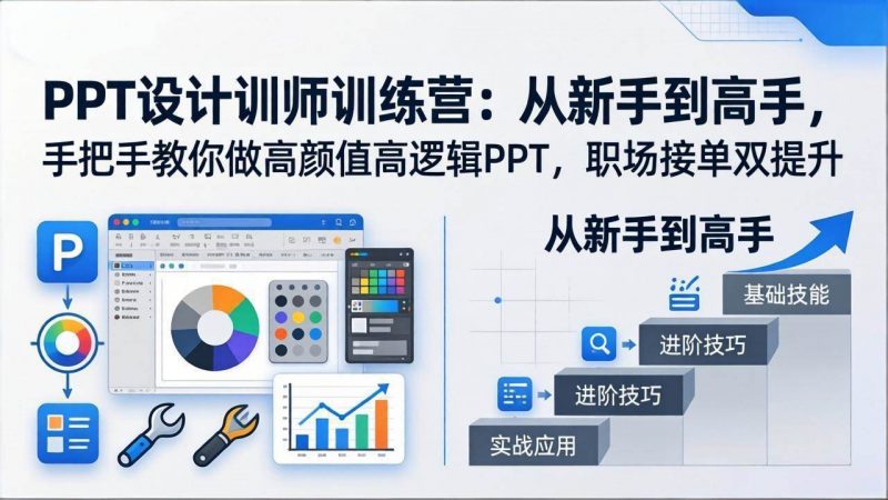 (17886期)PPT设计训师训练营:从新手到高手,手把手教你做高颜值高逻辑PPT,职场接单双提升-轻创社项目网