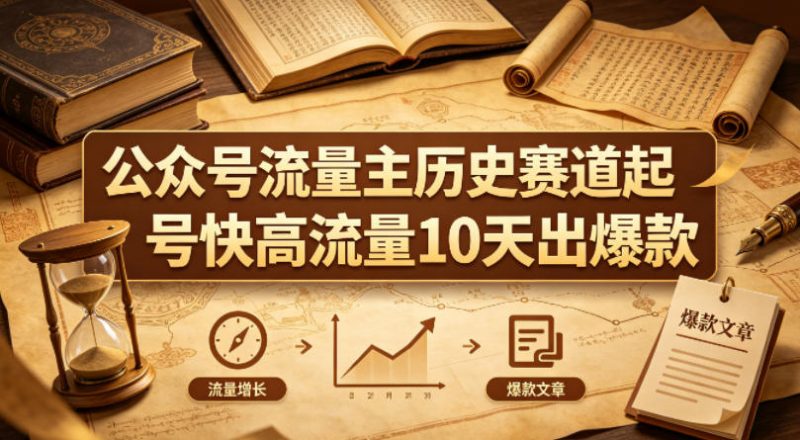 公众号流量主之历史赛道,起号快+高流量,10天就能出爆款!-轻创社项目网