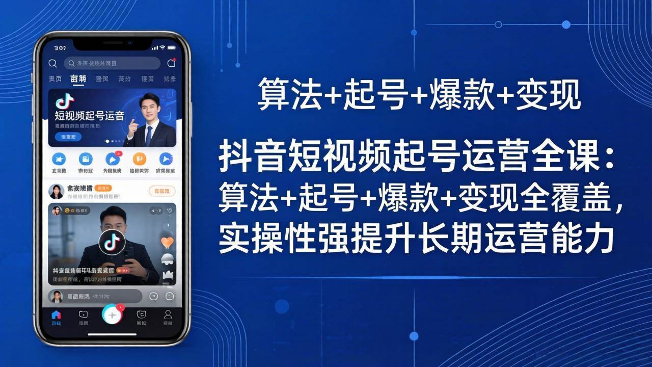 图片[1]-（18071期）抖音短视频起号运营全课：算法+起号+爆款+变现全覆盖，实操性强提升长期运营能力