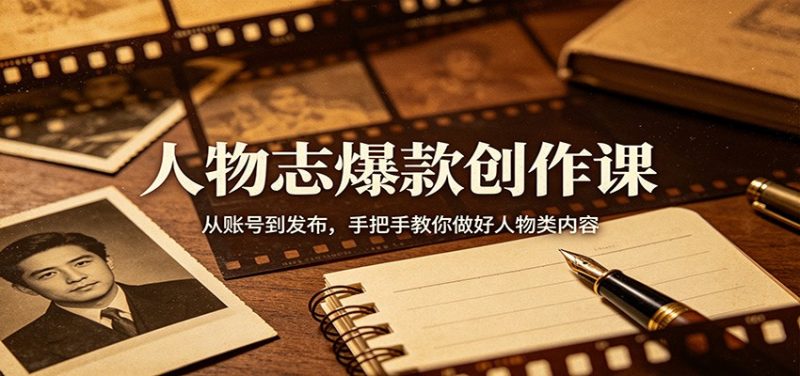 人物志爆款创作课:从账号到发布,手把手教你做好人物类内容-轻创社项目网