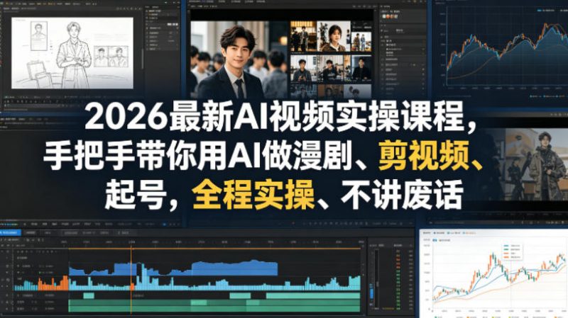 2026最新AI视频实操课程,手把手带你用AI做漫剧、剪视频、起号,全程实操、不讲废话-轻创社项目网