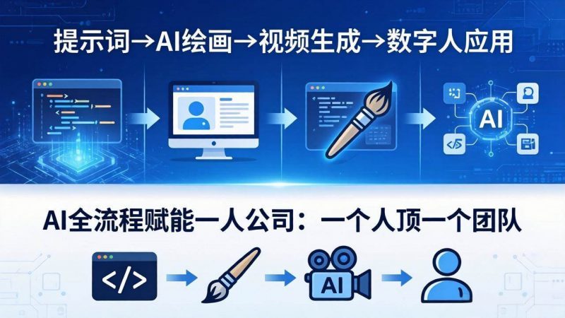(18265期)AI全流程赋能一人公司:提示词、绘画、视频、数字人、编程,一个人顶一个团队-轻创社项目网