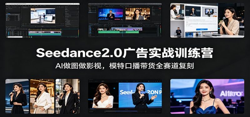 Seedance2.0广告实战训练营:AI做图做影视,模特口播带货全赛道复刻-轻创社项目网