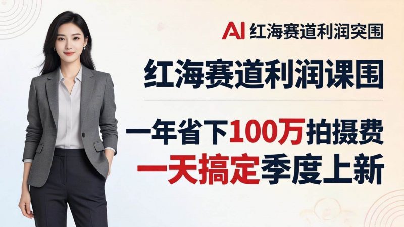 (17884期)服装老板AI模特图课:一年省下100万拍摄费,一天搞定季度上新,红海赛道利润突围-轻创社项目网