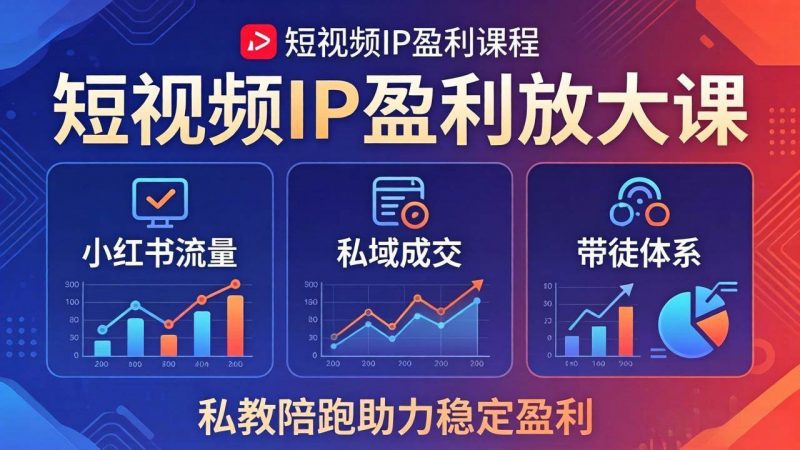 (18138期)短视频IP盈利放大课:小红书流量+私域成交+带徒体系,私教陪跑助力稳定盈利-轻创社项目网