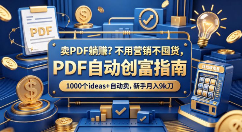 卖PDF躺賺?不用营销不囤货,PDF自动创富指南,1000个ideas+自动卖,新手月入9k刀【原创双语字幕】-轻创社项目网