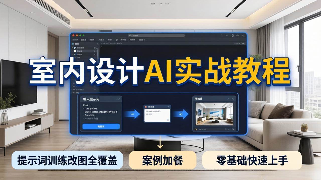 图片[1]-（18216期）2026室内设计AI实战教程，提示词训练改图全覆盖，搭配案例加餐，零基础也能快速上手