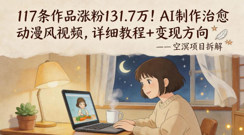 117条作品涨粉131.7W!AI制作治愈动漫风视频,详细教程+变现方向-轻创社项目网