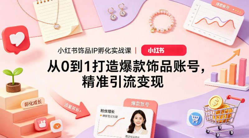 小红书饰品IP孵化实战课|从0到1打造爆款饰品账号,精准引流变现-轻创社项目网