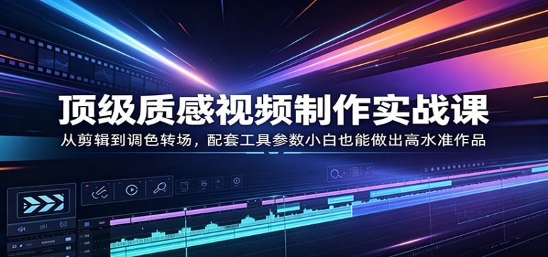 顶级质感视频制作实战课:从剪辑到调色转场,配套工具参数小白也能做出高水准作品-轻创社项目网