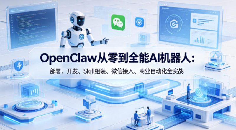 OpenClaw从零到全能AI机器人:部署、开发、Skill组装、微信接入、商业自动化全实战-轻创社项目网