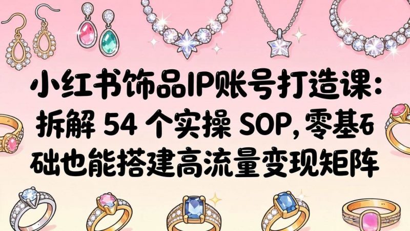 (18101期)小红书饰品IP账号打造课:拆解 54 个实操 SOP,零基础也能搭建高流量变现矩阵-轻创社项目网