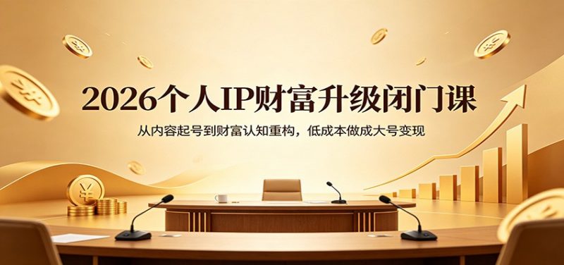 2026个人IP财富升级闭门课:从内容起号到财富认知重构,低成本做成大号变现-轻创社项目网