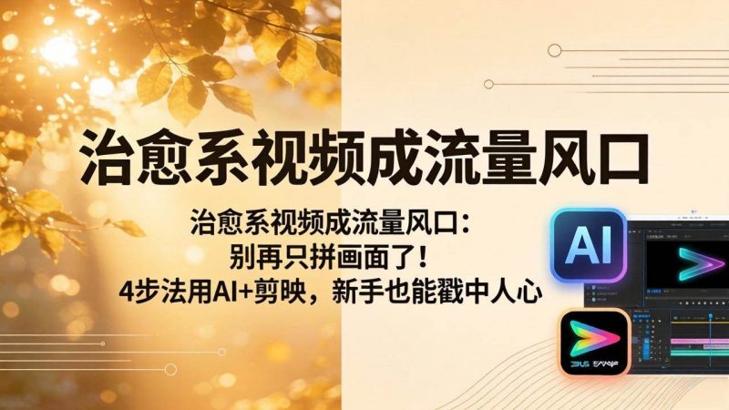 (18219期)治愈系视频成流量风口:别再只拼画面了!4步法用AI+剪映,新手也能戳中人心-轻创社项目网