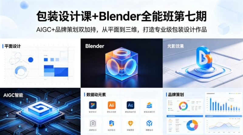 包装设计课+Blender全能班第七期,AIGC+品牌策划双加持,从平面到三维,打造专业级包装设计作品-轻创社项目网