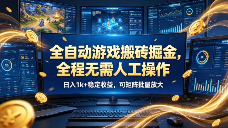 全自动游戏搬砖掘金,全程无需人工操作,日入1k+稳定收益,可矩阵批量放大【揭秘】-轻创社项目网