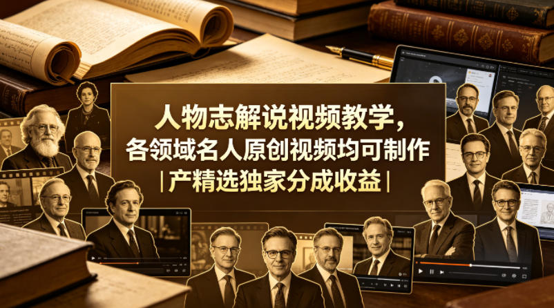 人物志解说视频教学,各领域名人原创视频均可制作丨精选独家分成收益