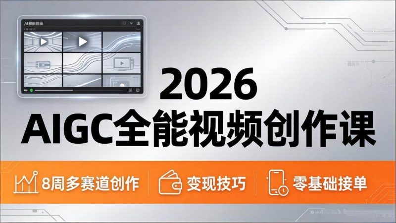 (18215期)2026AIGC全能视频创作课,8周吃透多赛道创作+变现,零基础也能高效出片接单-轻创社项目网