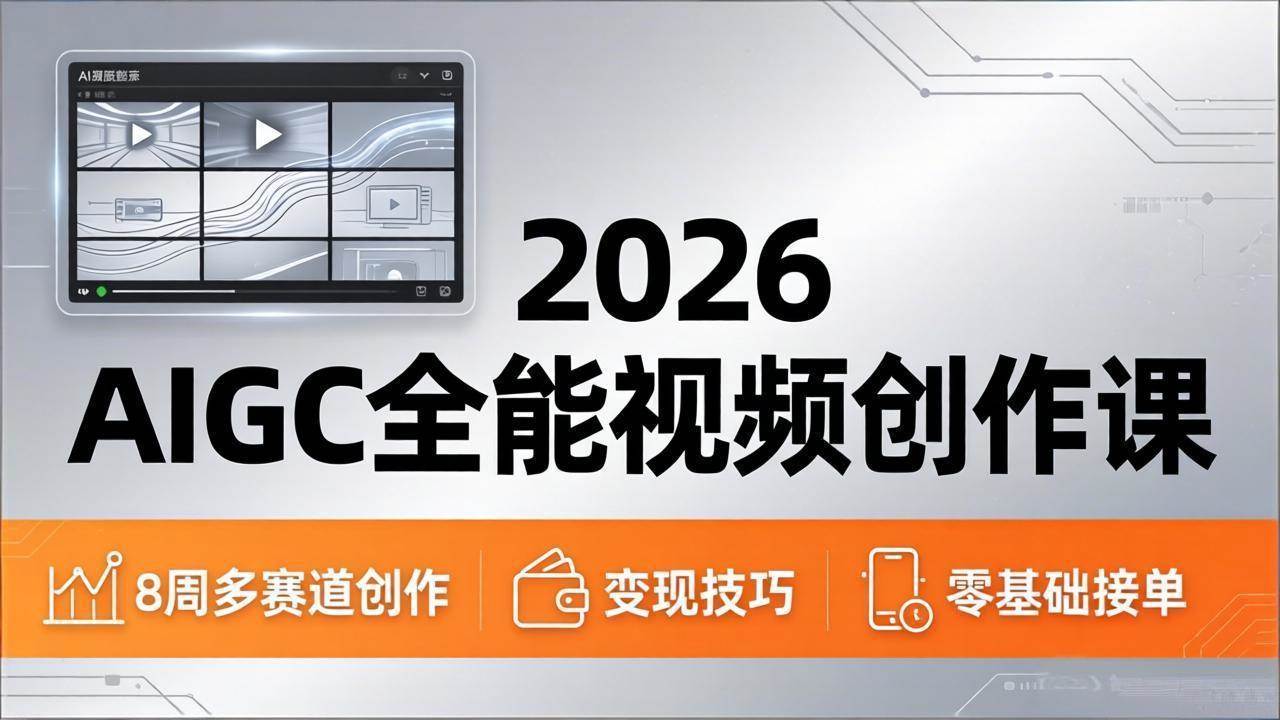 图片[1]-（18215期）2026AIGC全能视频创作课，8周吃透多赛道创作+变现，零基础也能高效出片接单