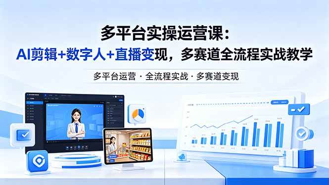 图片[1]-（18193期）某团队多平台实操运营课-更新26年4月25：AI剪辑+数字人+直播变现，多赛道全流程实战教学