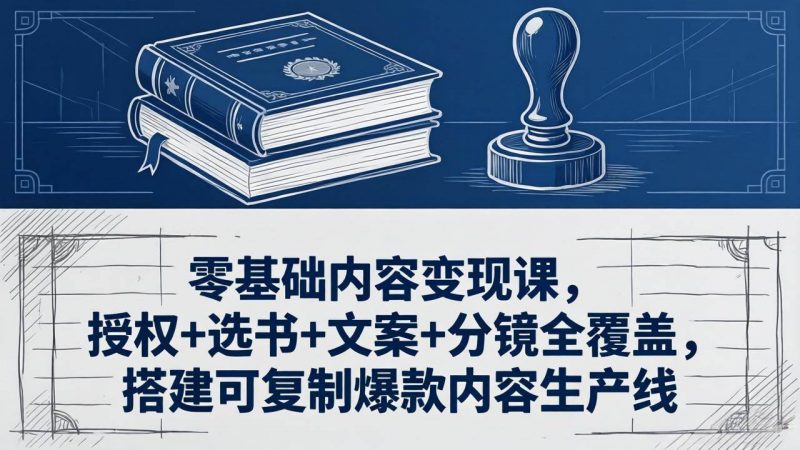 (18243期)零基础内容变现课,授权+选书+文案+分镜全覆盖,搭建可复制爆款内容生产线-轻创社项目网
