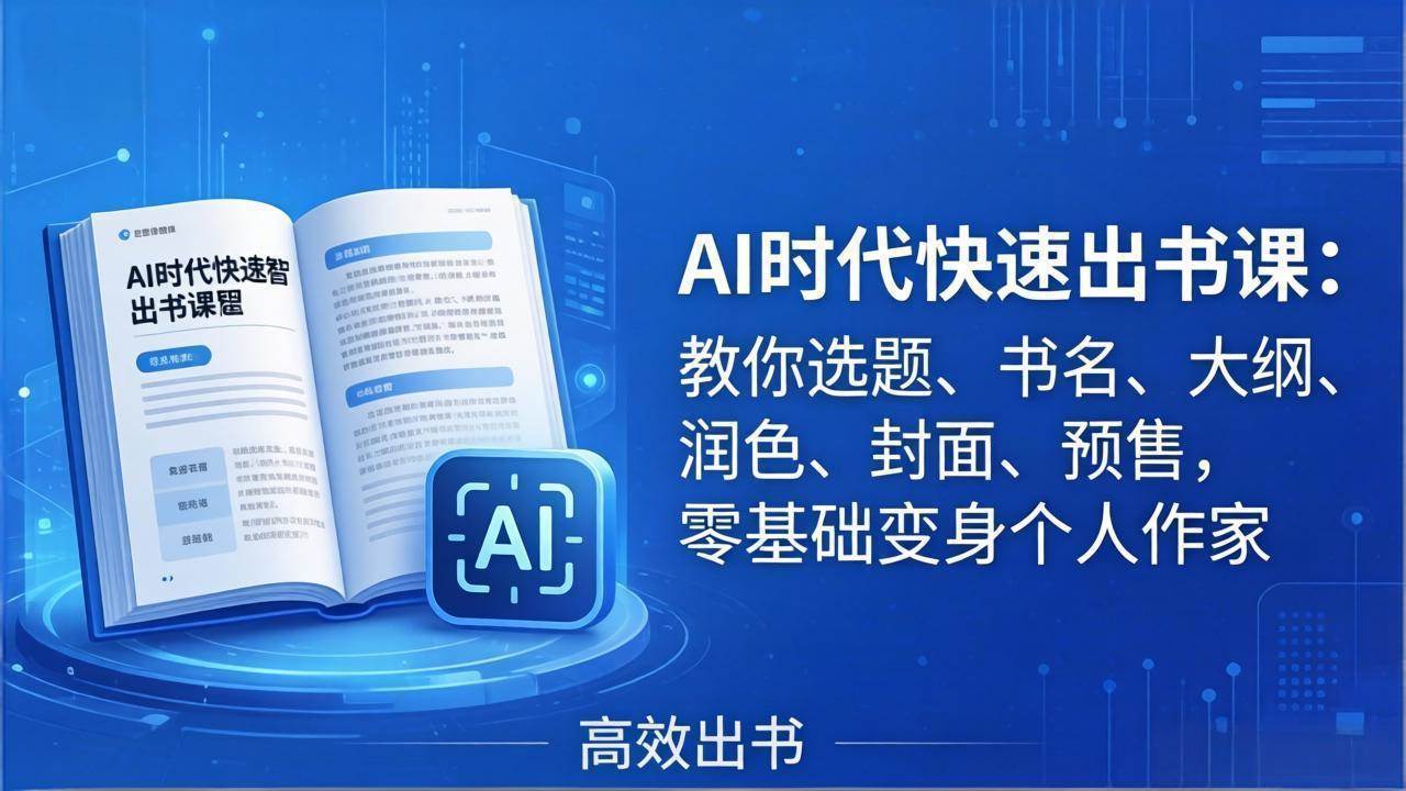 图片[1]-（17865期）AI时代7天闪电出书课：教你选题、书名、大纲、润色、封面、预售，零基础变身个人作家