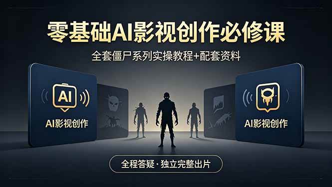 图片[1]-（18185期）零基础AI影视创作必修课，全套僵尸系列实操教程加配套资料，全程答疑带你独立完整出片