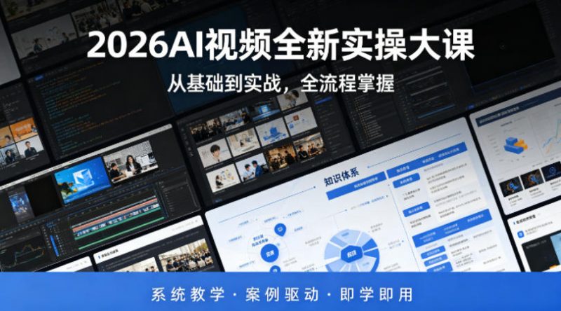 2026AI视频全新实操大课,从基础到实战,全流程掌握,系统教学·案例驱动·即学即用-轻创社项目网