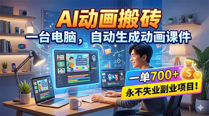 图片[1]-（18239期）AI动画搬砖，一台电脑，自动生成动画课件，一单800+  永不失业副业项目！