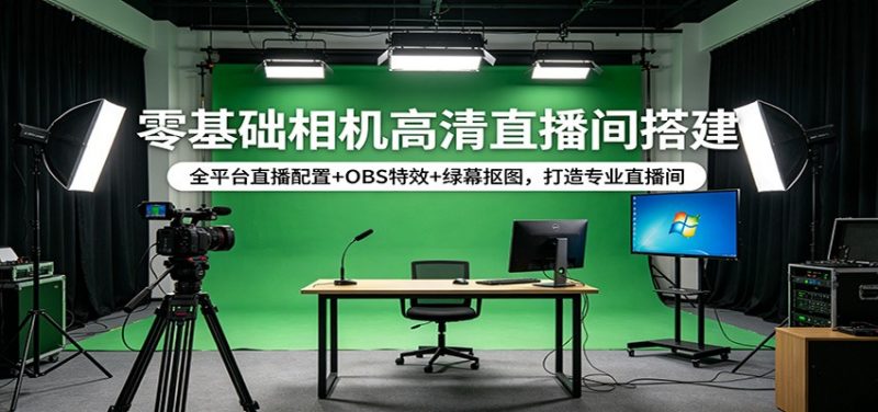 零基础相机高清直播间搭建:全平台直播配置+OBS特效+绿幕抠图,打造专业直播间-轻创社项目网