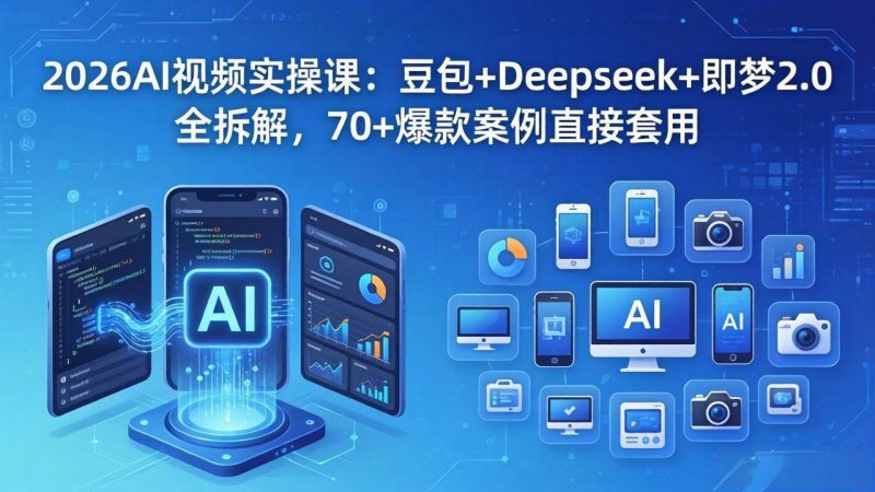(18263期)2026AI视频实操课:豆包+Deepseek+即梦2.0全拆解,70+爆款案例直接套用-轻创社项目网
