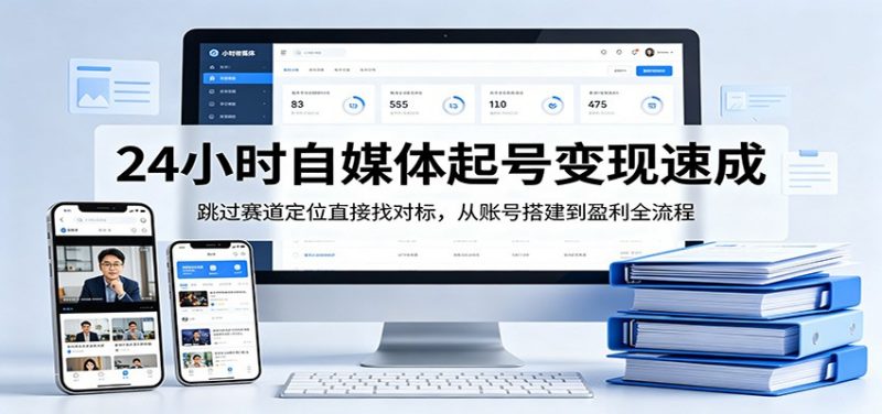 24小时自媒体起号变现速成,跳过赛道定位直接找对标,从账号搭建到盈利全流程-轻创社项目网