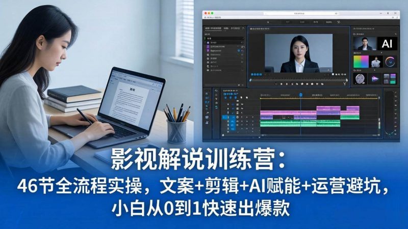 (18053期)影视解说特训营:46节全流程实操,文案+剪辑+AI赋能+运营避坑,小白从0到1快速出爆款-轻创社项目网