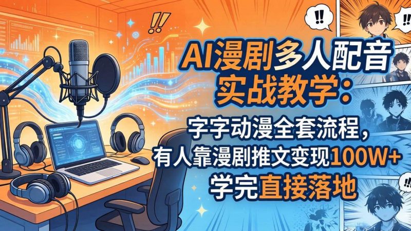 (18060期) AI漫剧多人配音实战教学:字字动漫全套流程,有人靠漫剧推文变现100W+,学完直接落地-轻创社项目网