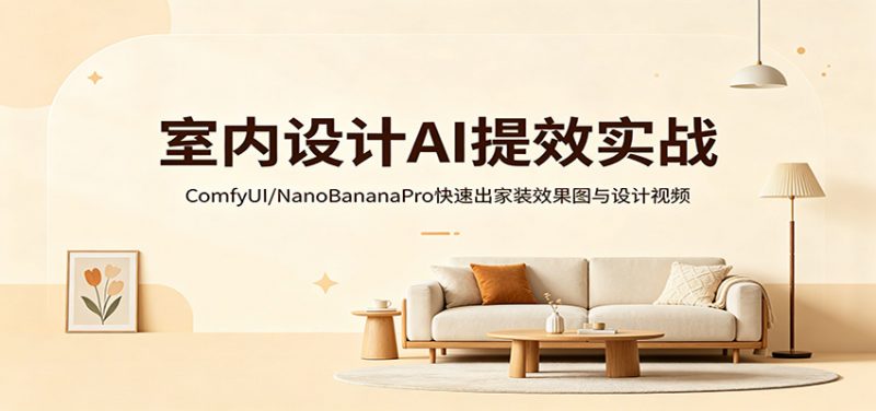 室内设计AI提效实战:ComfyUI/NanoBananaPro快速出家装效果图与设计视频-轻创社项目网