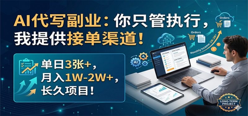 AI代写副业:你只管执行,我提供接单渠道!单日3张+,月入1W-2W+,长久项目-轻创社项目网