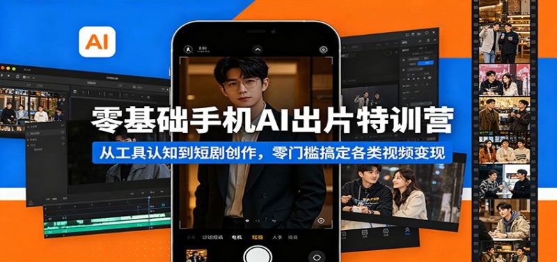 零基础手机AI出片特训营:从工具认知到短剧创作,零门槛搞定各类视频变现-轻创社项目网