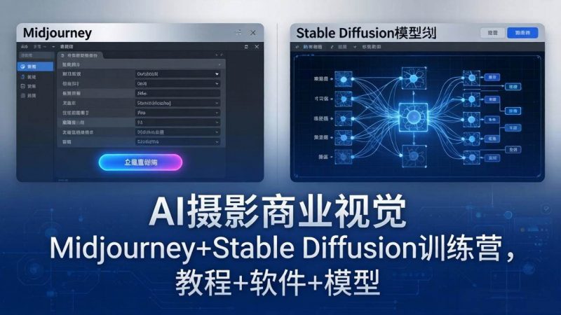 （18271期）AI摄影商业视觉Midjourney+Stable Diffusion训练营，教程+软件+模型-轻创社项目网