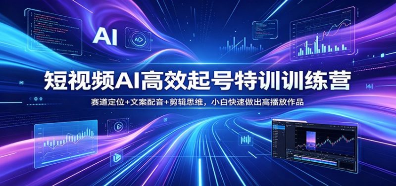 短视频AI高效起号特训训练营:赛道定位+文案配音+剪辑思维,小白快速做出高播放作品-轻创社项目网